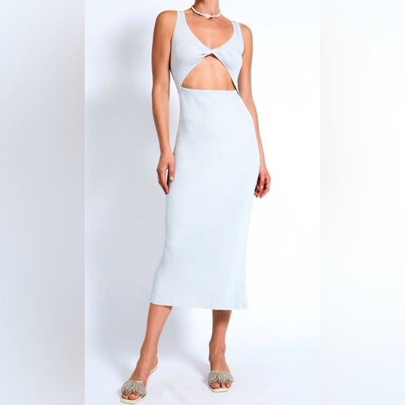 NWT - DEVON WINDSOR White Cutout Ribbed Midi Dress - Picture 2 of 10